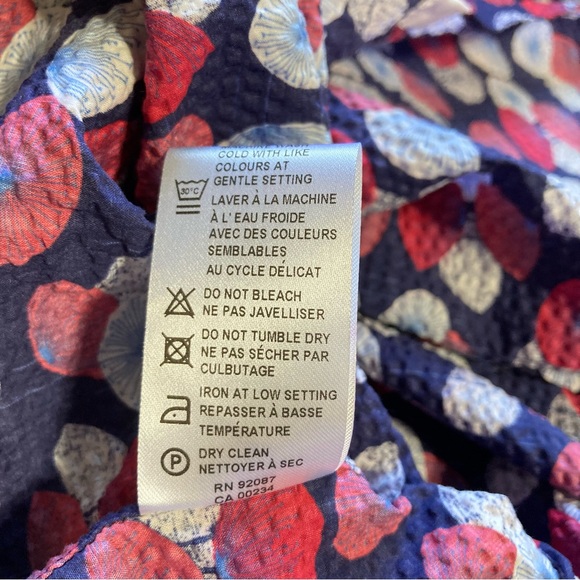 SAKS 5th Avenue Seersucker Short Sleeve Umbrella Design Button Shirt Men' Large - Picture 12 of 14